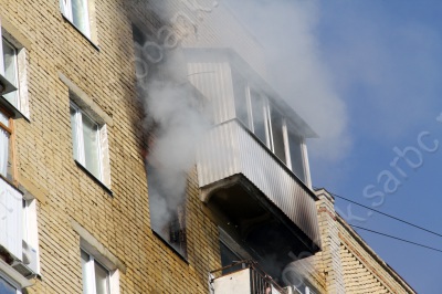 Пожар в девятиэтажном доме