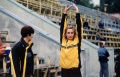 Людмила Галкина, чемпионка мира 1997 г. и чемпионка Европы в закрытых помещениях, залуженный мастер спорта международного класса, легкоатлетка по прыжкам в длину, тренер Светлана Хозяшева (слева).