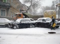 Столкновениесм 8 автомобилей. Причиной ДТП называют сильный снегопад и гололед.  Перекресток ул. Мичурина и ул. Бабушкина взвоз, Саратов.