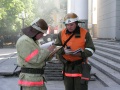 Учения МЧС, пожар в театре, регистрация пострадавших.