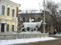 Лошадь, ледяная скульптура.