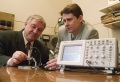 Ученые кафедры физики твердого тела СГУ профессора Дмитрий Усанов (слева) и Анатолий Скрипаль, обладатели золотой медали ( Женева-2004) за разработку лазерного  измерителя. 