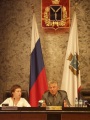 Павел Ипатов на пресс-конференции, посвященной итогам  100 дней своего пребывания на посту губернатора.
