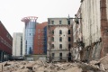 На Вольской, напротив СГАП, методом подрыва снесено здание бывшей мельницы.

