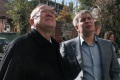 Дмитрий Аяцков и Сергей Курихин на церемонии открытия мозаичного панно с портретами губернаторов. Саратов.